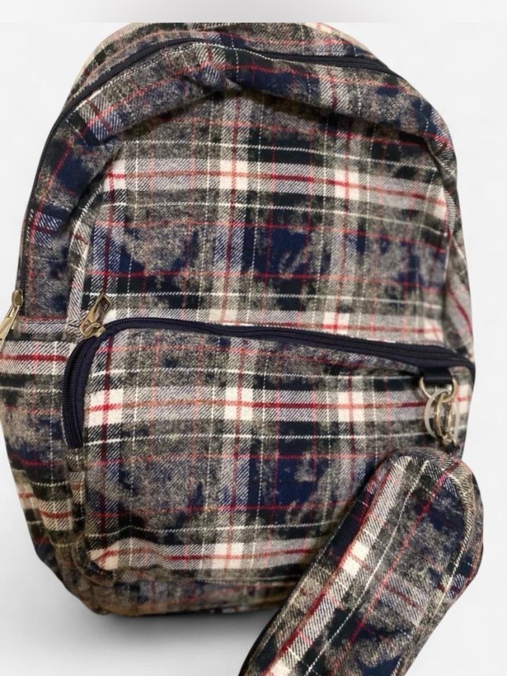 Plaid Pattern Navy/White/Red Backpack - Picture 2 of 4